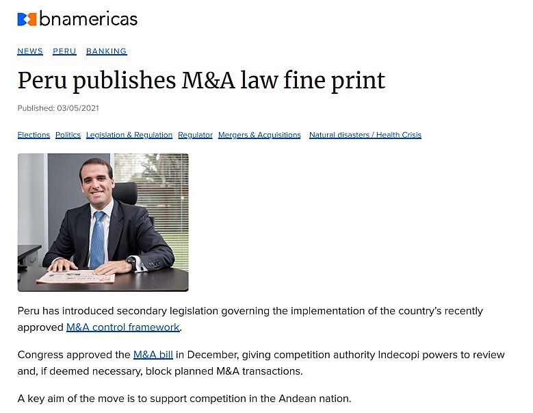 Peru publishes M&A law